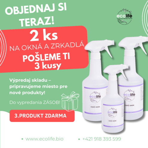 EcoLIFE Čistič okien, skiel a zrkadiel 2+1 akciový balík